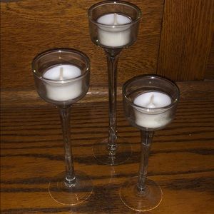 Set of 3 tea light candle pillars